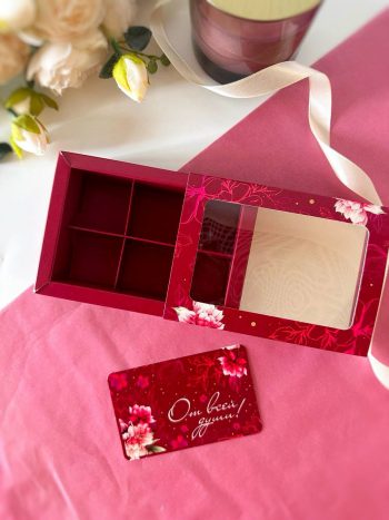 Упаковка под 6 конфет с тонкими разделителями "Весна бордо" — изображение 2